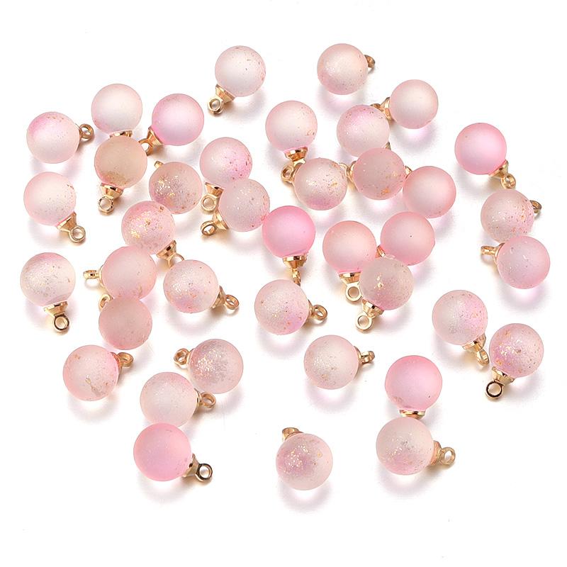 30Pcs Gradient Color Lampwork Beads Charms 8mm Round Glass Beads Pendant for DIY Necklace Earrings Jewelry Making Accessories