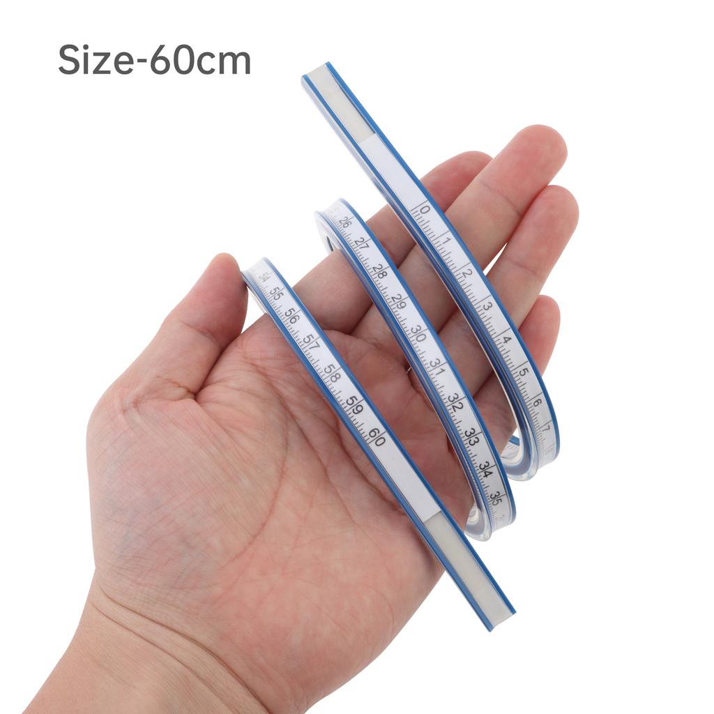 300mm - 1m Flexible Curve Ruler Imperial and Metric Double Scale PVC Curved Ruler for Woodworking / Sewing / Drawing