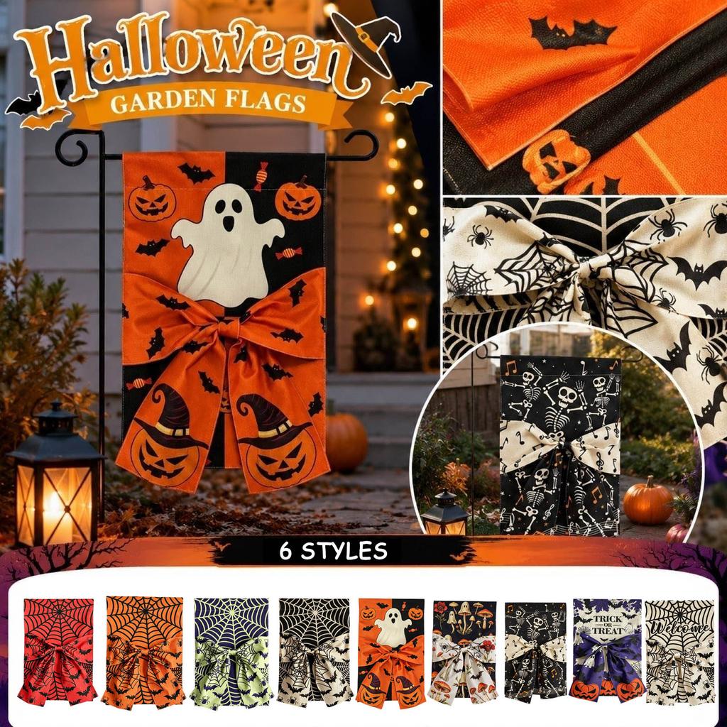 Halloween Garden Flag, or Double-Sided Linen Print, with Tie, 4535 cm, Outdoor Yard Decoration