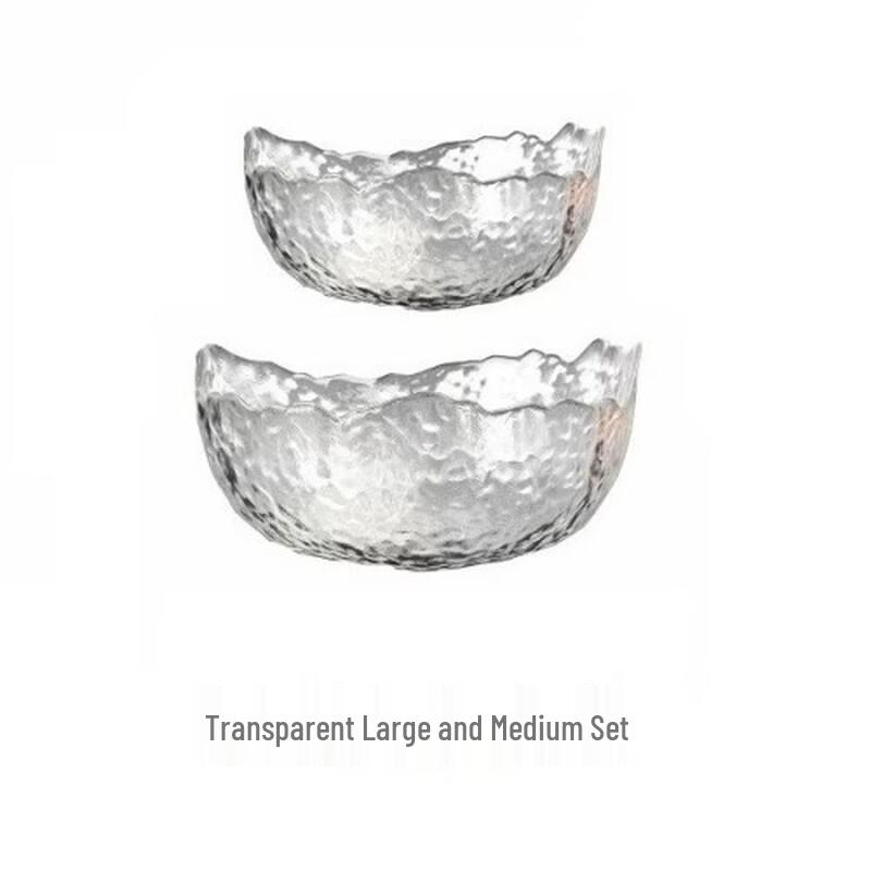 Diruien Nordic Hammered Glass Salad & Fruit Bowl
