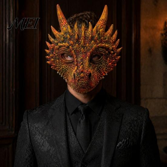Breathable Cosplay Props for Adults Dragon Masque Adults, Halloween 3D Detailed Comic Exhibition Headgear Full Face Festival, Carnival Masquerade