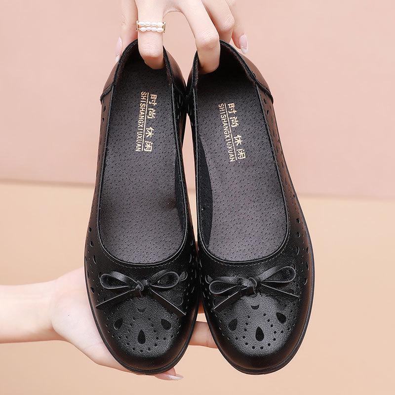 Spring Soft Sole Leather Sandals | Non-Slip Breathable Flats for Women & Seniors