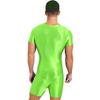 Herren Kurzarm Reißverschluss Jumpsuit Glänzend Dehnbar Rundhals Einteiler Badeanzug