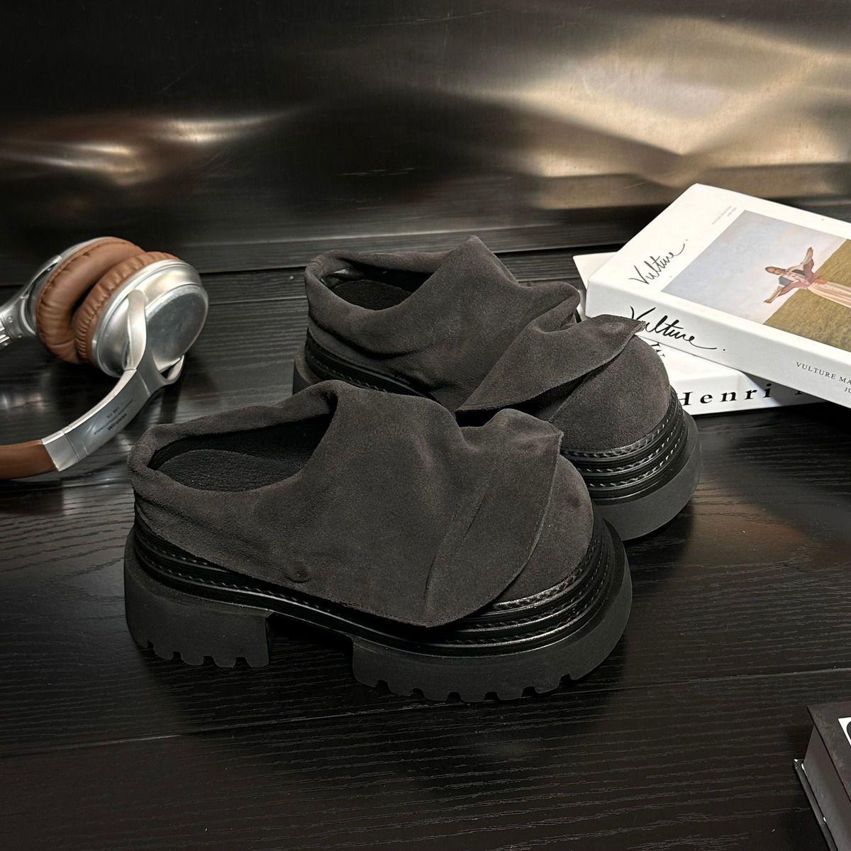 

Модные персонализированные f тапочки для женщин Толстый каблук Увеличение роста Маленький размер тапочки Уличная обувь Весна Новое поступление 38 серый