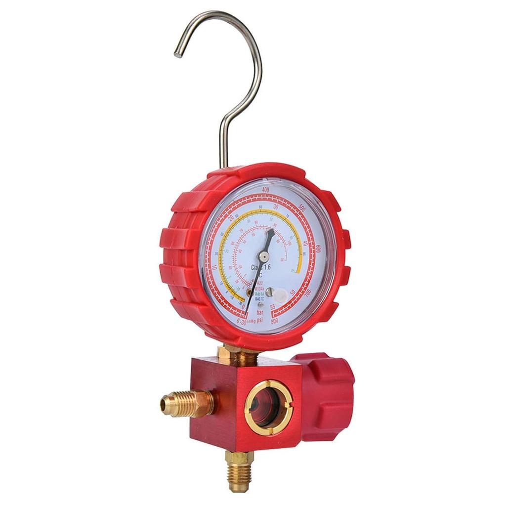 Air Condition Manifold Gauge, with G1/4" Thread, High Pressure AC Refrigeration Gauge Tool, for R22/R410A/R134A/R407C