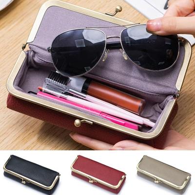 Echte Leder Brillenbox Halter Luxus Automatisch Schließender Brillen Organizer Multifunktional Geräumiges Augenbrauenstift Etui