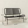 2 Seater Rattan Bench With Woven Seat And Backrest Steel Frame 240 Kg Load Capacity Black