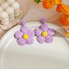 Hand-Woven Raffia Earrings Cute Solid Color Flower Earrings Vacation Style Candy Color Earrings