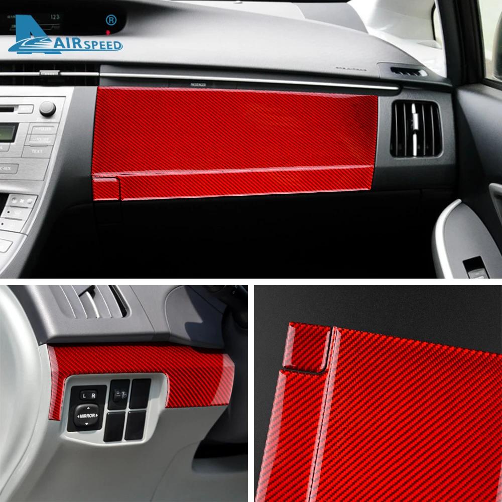 Carbon Fiber Interior Sticker for Toyota Prius 2010-2011 Glove Box Cover Trim Red Black