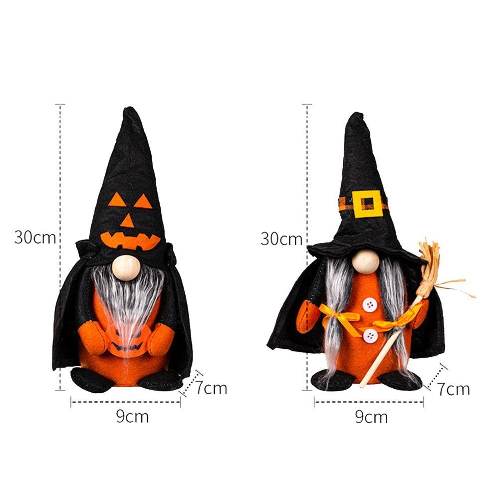 Funny Pointed Hat Witch Doll Realistic Halloween Faceless Doll Ornament Bar Home Decor