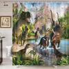 Dinosaur Shower Curtain For Bathroom, Funny Jurassic Dino World Park Shower Curtain Sets Bathtub Decor With Hooks Waterproof