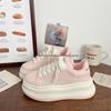 Women's Pink Sponge Cake Sneakers - Thick-Soled, Chic Autumn 2025 Niche Bread Sports Shoes In White