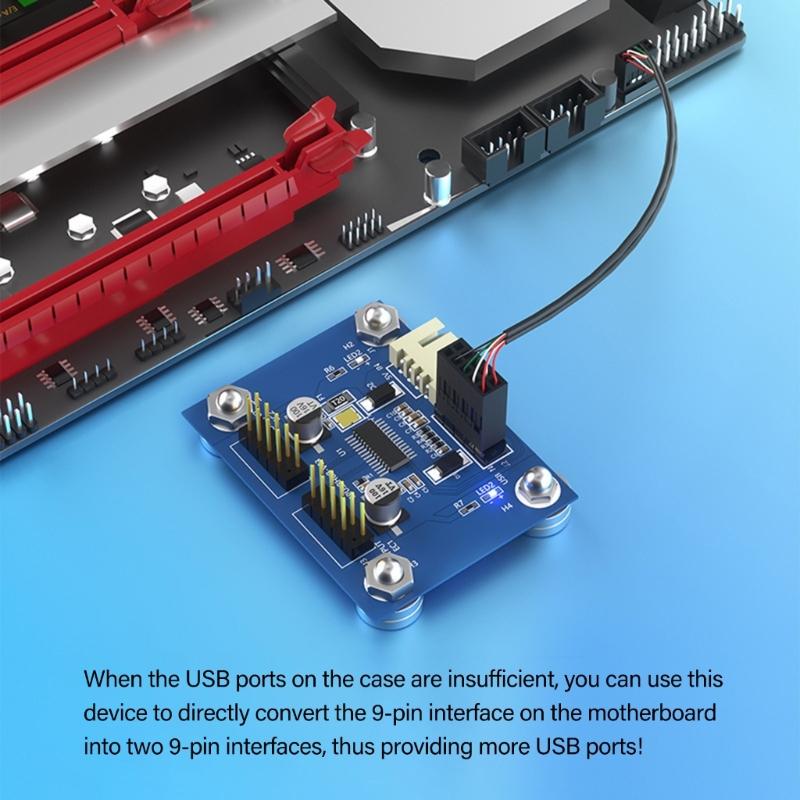 1 to 2 USB 2.0 9Pin Converter Adapter Double Channel Signal Stability For Color Fan WiFi Cards PC Hardware Expansion