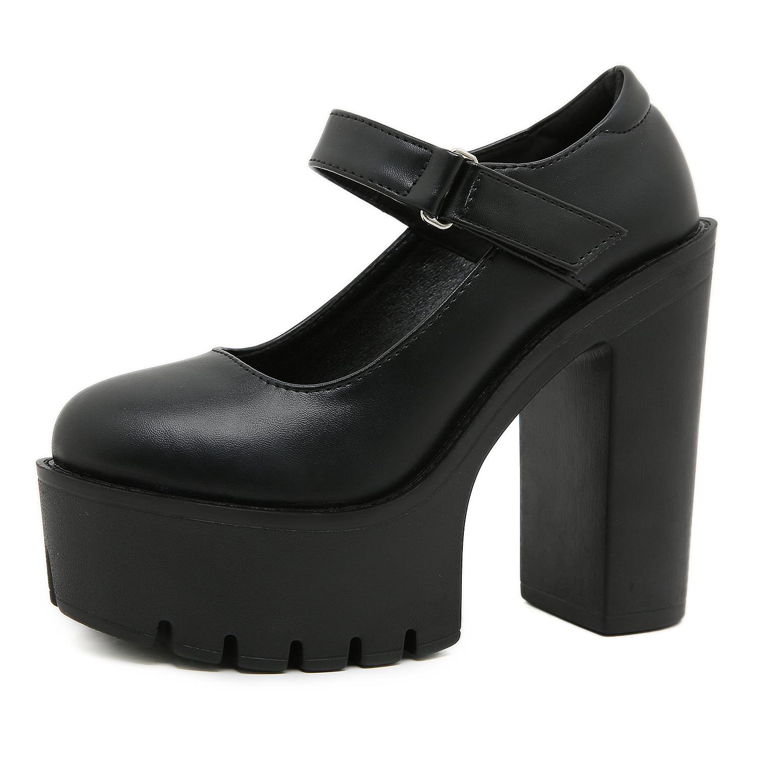 

Женские туфли на высоком каблуке большого размера, с ремешком на щиколотке, сценические, водонепроницаемые, на платформе, женские туфли на высоком каблуке, одинарные туфли 42 чёрный