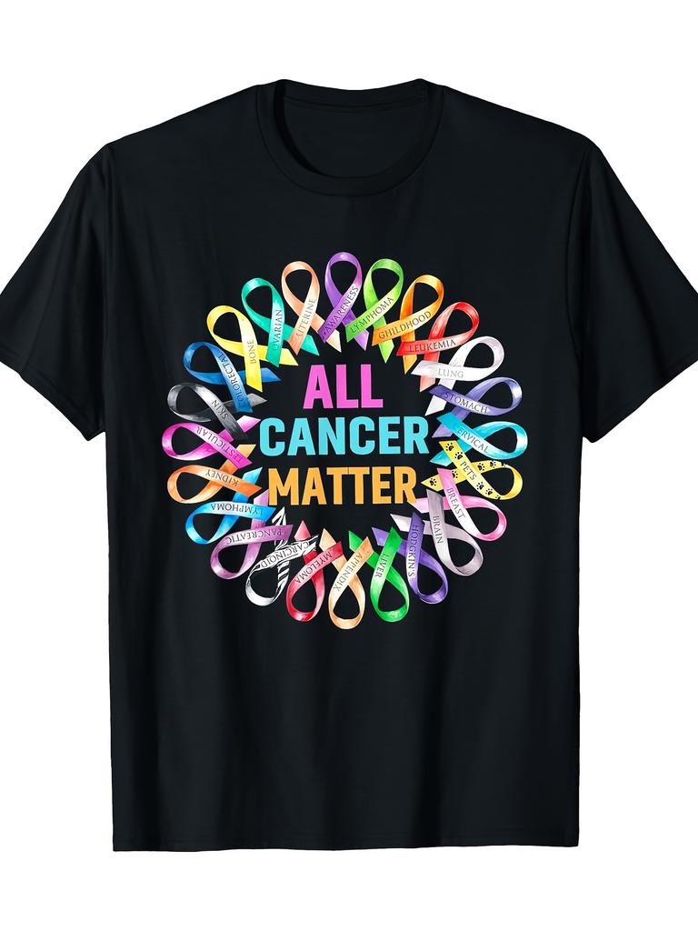 Unisex T-shirt for Men and Women- All Cancers Matter - Heavyweight with Cancer Awareness Ribbon Des