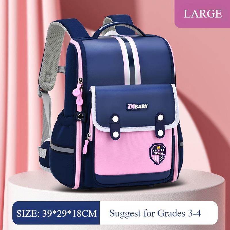

ZMBABY Модный английский стиль осень новый школьный рюкзак для учеников начальной школы интегрированный полностью открывающийся большой вместительный детский рюкзак для мальчиков 1-3-4 классов L розовый