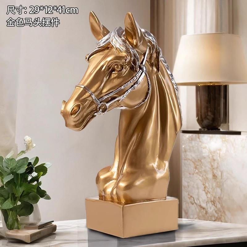 Creative Figurines horse head resin statue Living room home decor ornament entrance wine cabinet light luxury decor sculpture