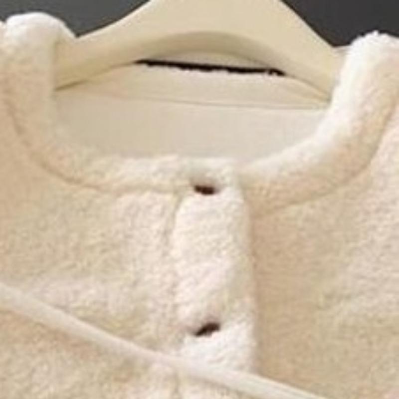 Damen Lammwolle Dicke Weste Koreanischer Stil Sanfte Damen Warmer Cardigan Herbst Schlicht und Vielseitig Damen Einreihige Oberteile