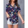 Einfaches und personalisiertes Liebes-Print Sommer Damen Übergröße Revers Kurzarm Hemd Modisches Tägliches Vielseitiges Lässiges Oberteil