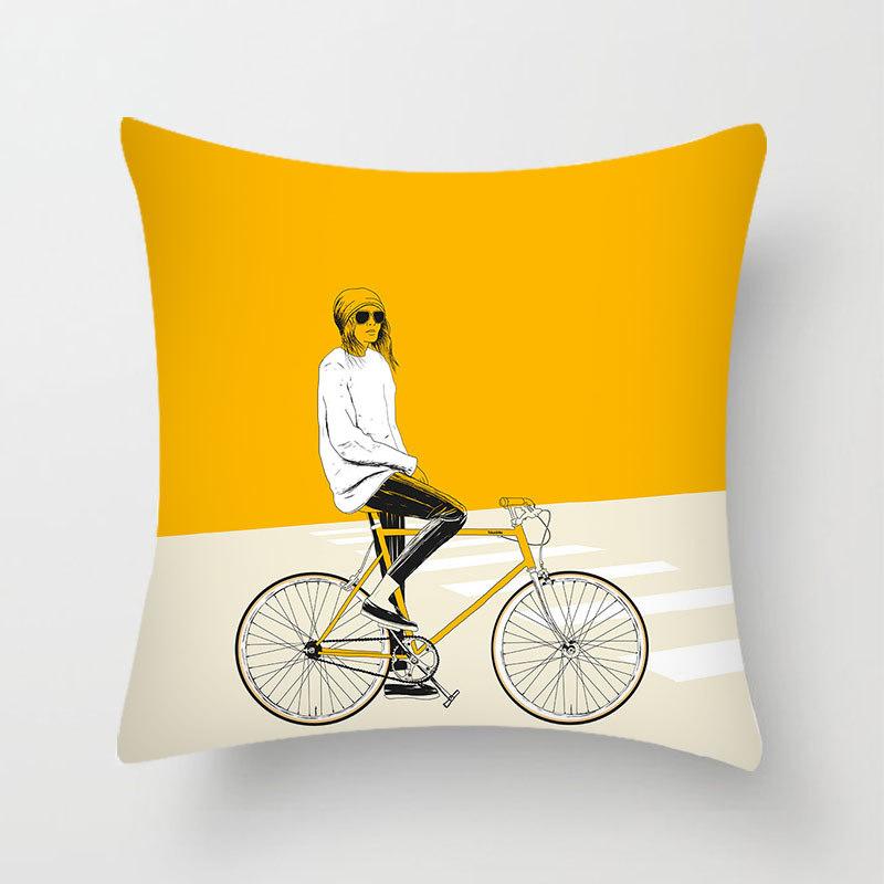 Modern Simple Cartoon Yellow Printed Pillowcase Bedroom Bedside Pillowcase Peach Skin Pillowcase