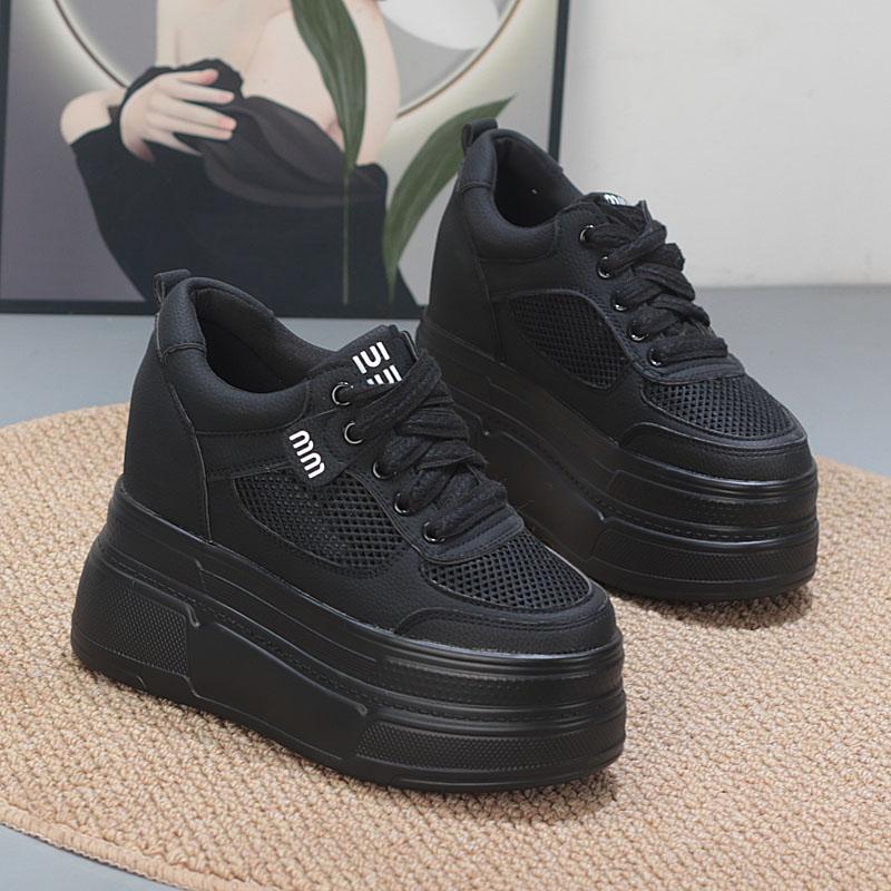 Móda 10CM 12CM Dámské ležérní boty s tlustou podrážkou Kožené Super vysoké podpatky Tenisky Šněrovací Platformové boty pro studenty Platformové boty