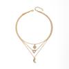 Stacked star necklace, European and American jewelry, women's retro multi-layer light luxury design, diamond-encrusted water drop pendant