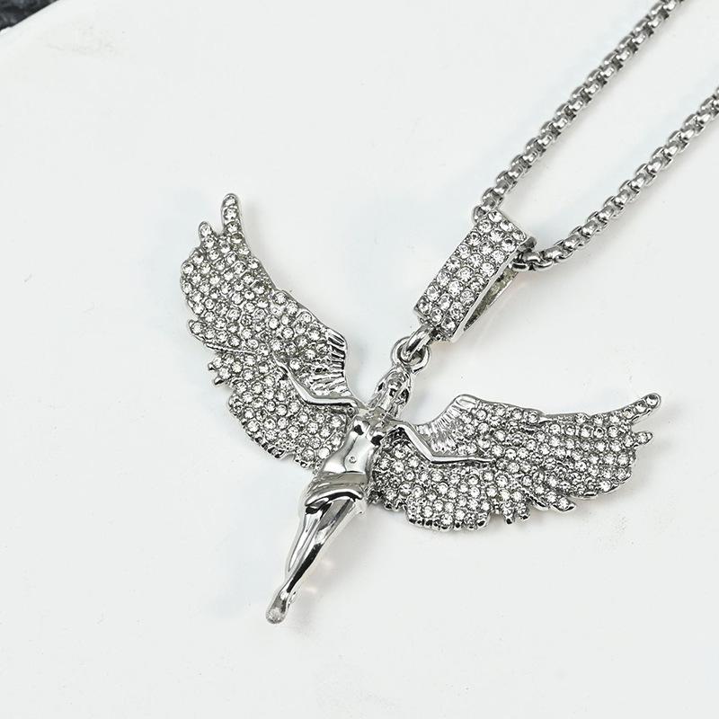 New Angel Goddess Wings Zircon Pendant Necklace For Women Men Trend Elegant Choker Neck Chain Jewelry Hip Hop Gift Party 2026