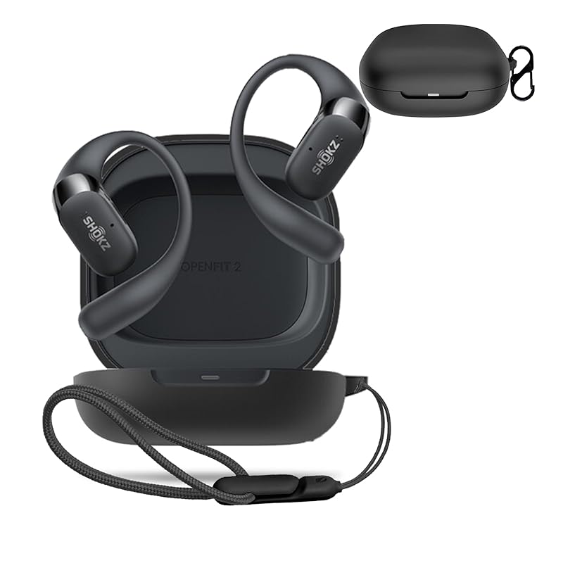 

For Shokz OpenFit 2 for case cover [NOUKAJU] wireless earphones silicon protective case (With carabiner + strap included) ) Fall prevention Scratch