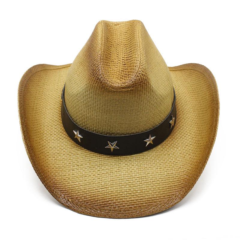 European, American And Western Cowboy Hats, Travel Sunshade And Sunscreen Hats, Grass Hand-Woven Crimped Hats