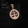 FJ 12 Zodiac Sign 585 Gold Color Constellation Rose Pendants Capricorn/Gemini Twisted + 50cm Chain Women Men Zircon