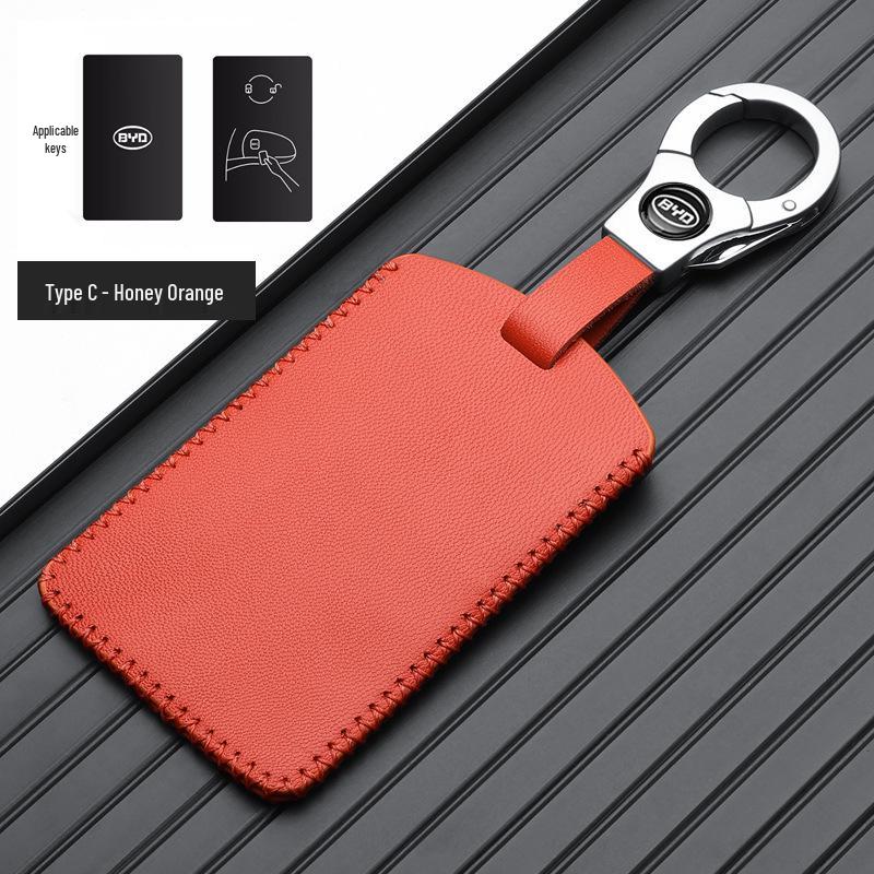 BYD Han EV Key Case: Genuine Leather for Dolphin, Qin PLUS, Song Pro, Tang - New Energy Car Key Bag