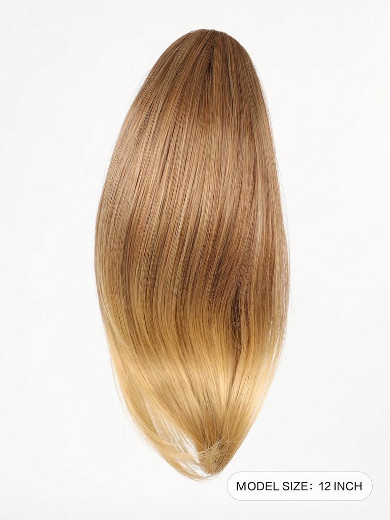 Syntetisk Kort Hårforlengelse med Snøring, 12 Tommer Rett Hårknute Hestehale Forlengelser Naturlig Falsk Hestehale Hårstykke For Kvinner