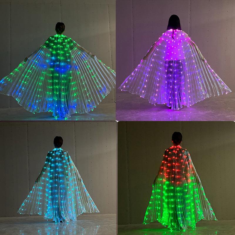 Retractable LED Luminous Butterfly Wings Costume for Halloween, Cosplay, and Performances - Adult and Child Sizes Available