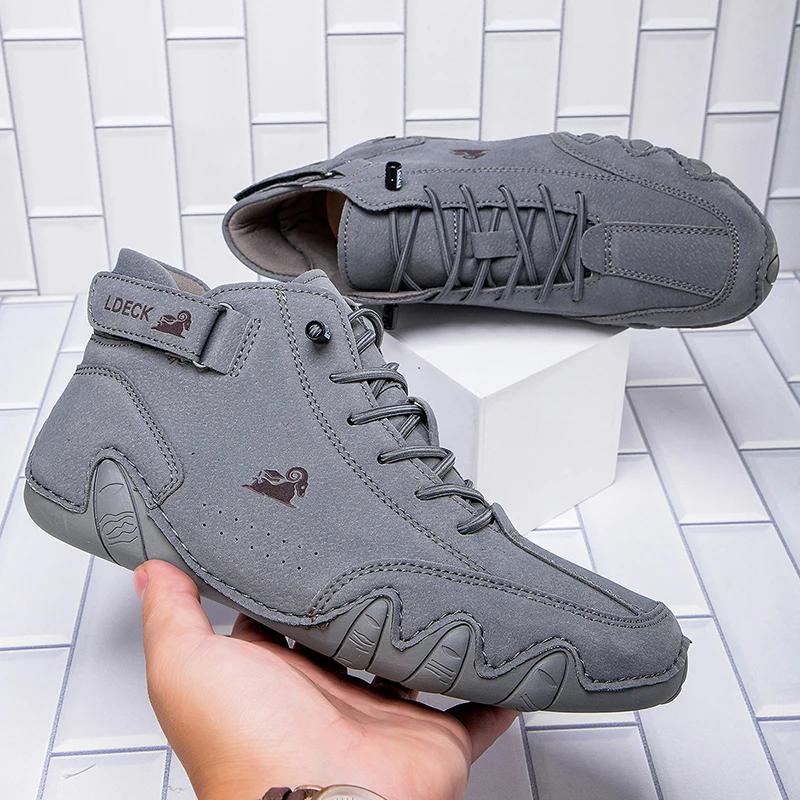 High Top Boots Men  Summer Simple Trendy Versatile Daily Use Short Boots Outdoor Travel Soft Soled Handmade Casual Fun Shoes