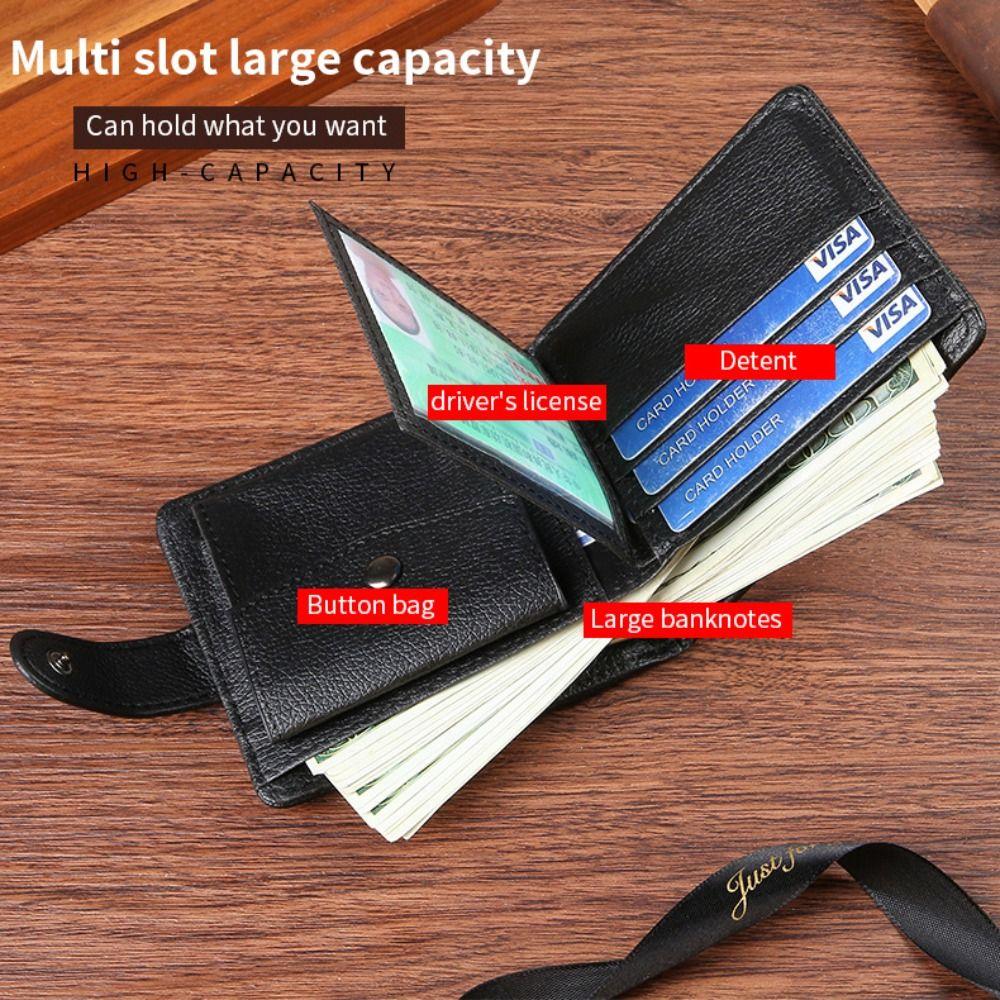 New PU Leather Retro Men's Wallet Black Coffee Ultra Thin Coin Purse Two-Fold Soft Multiple Pockets Men Women