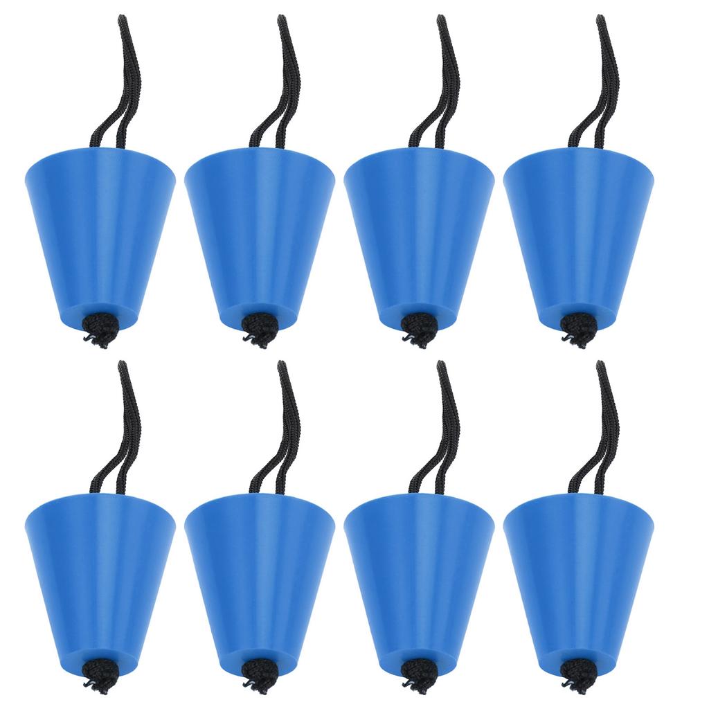 8Pcs Set Kayak Scupper Plug Silicone Drain Hole Bung Stopper with Lanyard for CanoeBlue