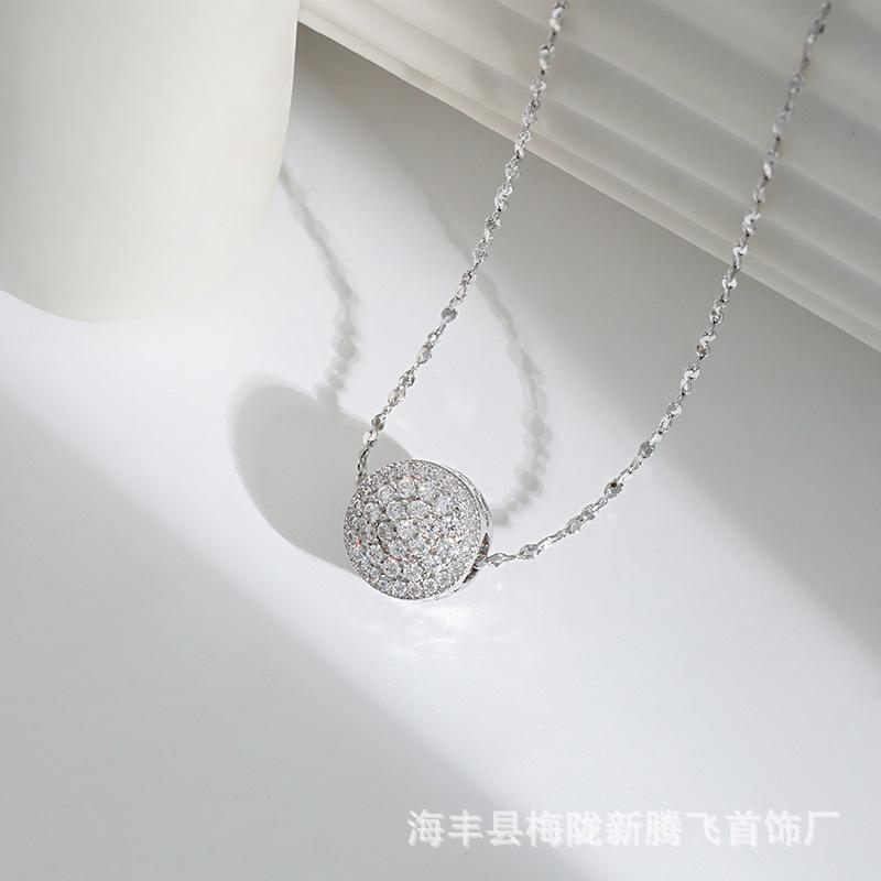 Design Full Diamond Bead Necklace, Diamond Pendant Rose Gold Round Transfer Bead Gypsy Necklace