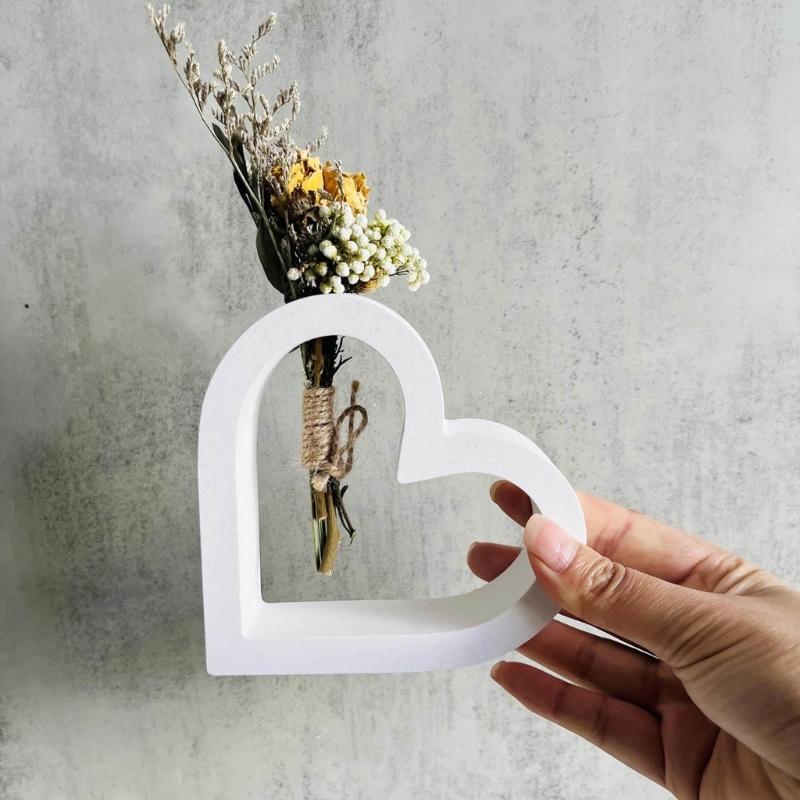 Heart Silicones Molds with Test Tube for Flower Vase Glass Planter Stations Stand Plant Stations Table Decorations