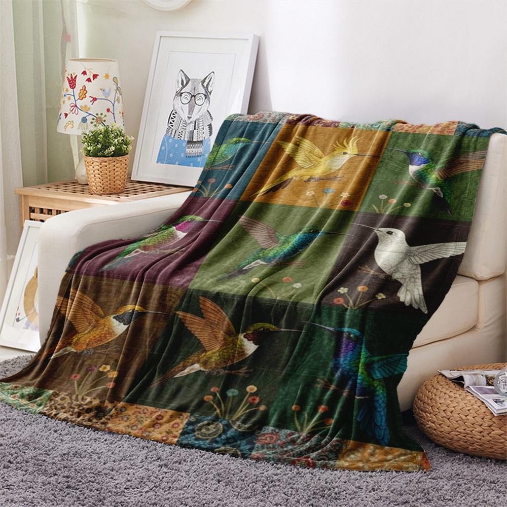 1Pc Patchwork Insect Print Flannel Blanket, High quality Comfortable for All Seasons, Home Decor, Warmth and Comfort, Perfect for Christmas Gifts67