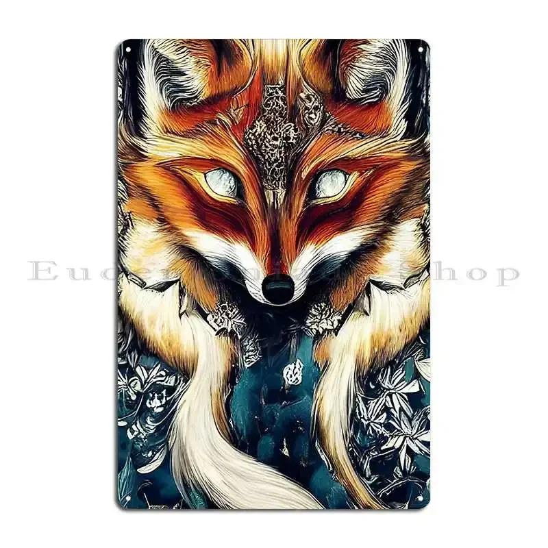 Spirit Animal Fox Metal Plaque Poster Classic Garage Wall Plaque Design Printed Tin Sign Poster