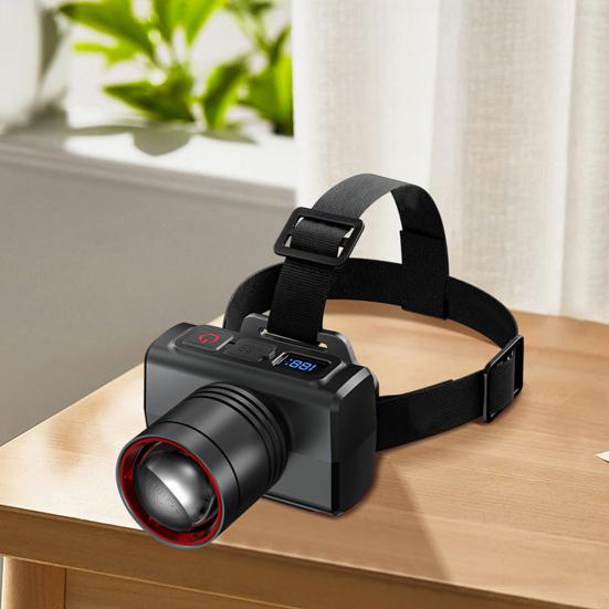 LED Headlamp Rechargeable Flashlight with Motion Sensor Digital Display High Lumens Waterproof Emergency Headlamp