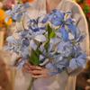 3PCS Blue Fowers Artificial Bauhinia Light Blue Large Artificial Flowers Arrangement for Decoration Wedding Home
