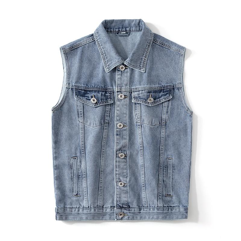 Новая рабочая джинсовая куртка мужская весенне-осенняя американская ретро свободного кроя весенняя джинсовая куртка-жилет M синий