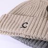 Warm Knitted Wool Hat for Men and Women Korean Version C Letter Embroidered Melon Leather Hat Showing Face with Little Couple Cold Hat Trend