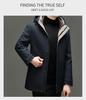 Men's Fashionable Hooded Winter Jacket with Detachable Liner - 90% Duck Down, Cold-Resistant, Ideal for Middle-Aged