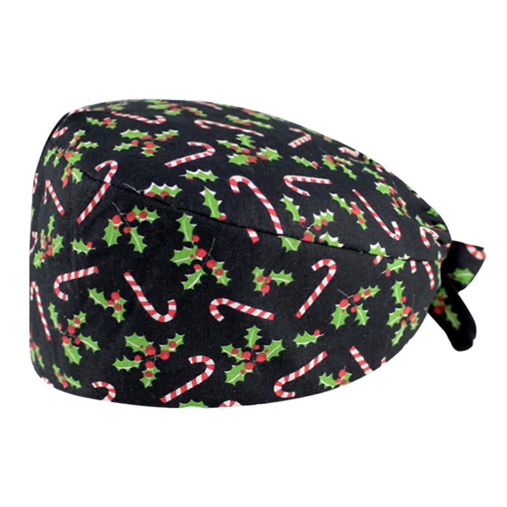Cute Christmas Cartoon Surgical Cap - Comfortable Cotton Dustproof Head Cover for Chefs & Nurses