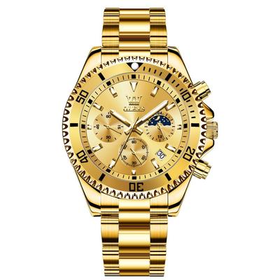 Men's Watch Stylish Black Popular Waterproof Quartz Analog Chronograph Stainless Steel Metal Band Simple Easy-to-Read Business Casual Fashion