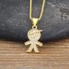 Nidin Trendy Copper Zircon Boys and Girls Pendant for Women Gold Plated Clavicle Chain Necklace Family Mother's Day Gift Jewelry