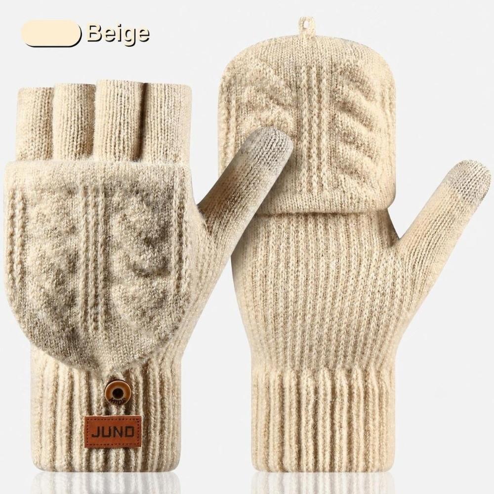 Polyester Blend Men Flip Top Gloves Warm Women Half Finger Mittens Cold Weather