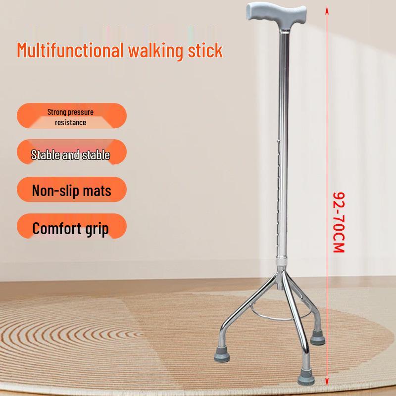 Yaşlılar için Ayarlanabilir Kaymaz Dört Ayaklı Alüminyum Baston